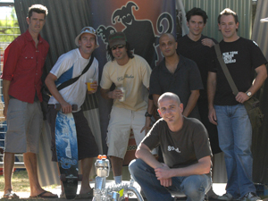 Hoodwinked contestants - Adelaide Fringe 2006. Joel Salom, Jimeoin, Arj Barker, Akmal Saleh, Joel Ozborn, Lehmo, Erik the Dog, Marcus Jones (Host)
